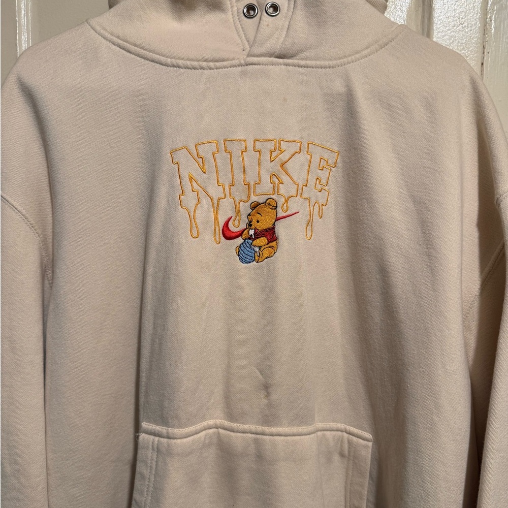 Nike Beige Hoodie with Bear Design